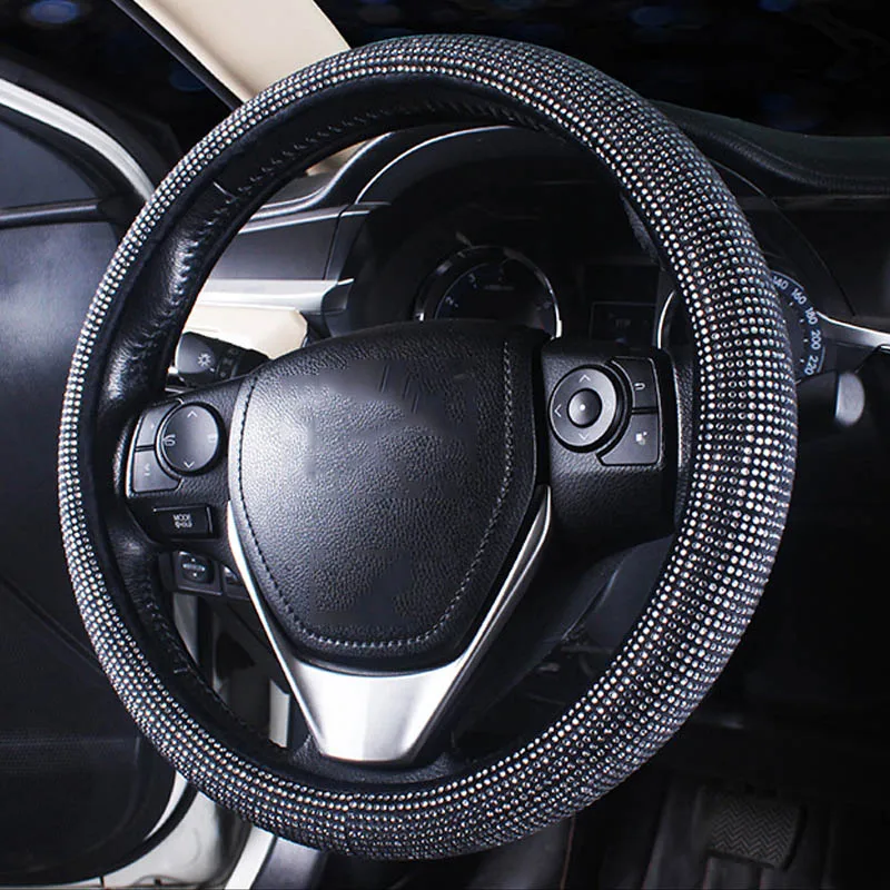 Роскошный полностью Алмазный Кожаный чехол на руль автомобиля со стразами
