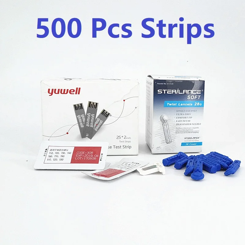 500 Strips mmol Тест-полоски yuwell для определения уровня глюкозы в крови стерильные ланцеты, используемые для измерения уровня глюкозы в крови yuyue блок mmol/l тест-полоски для определения уровня глюкозы в крови - Цвет: 500 Strips mmol