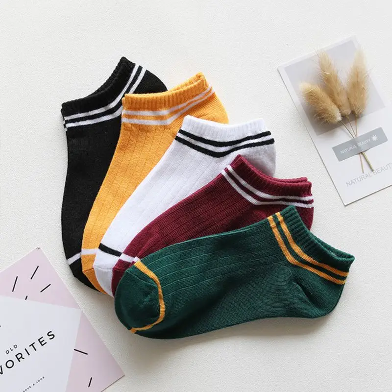 15 Styles Women Unisex Korean Cotton Short Boat Socks Non-Slip Ribbed Sweet Girls Leopard Cute Cat Printed Hosiery Random Color | Женская