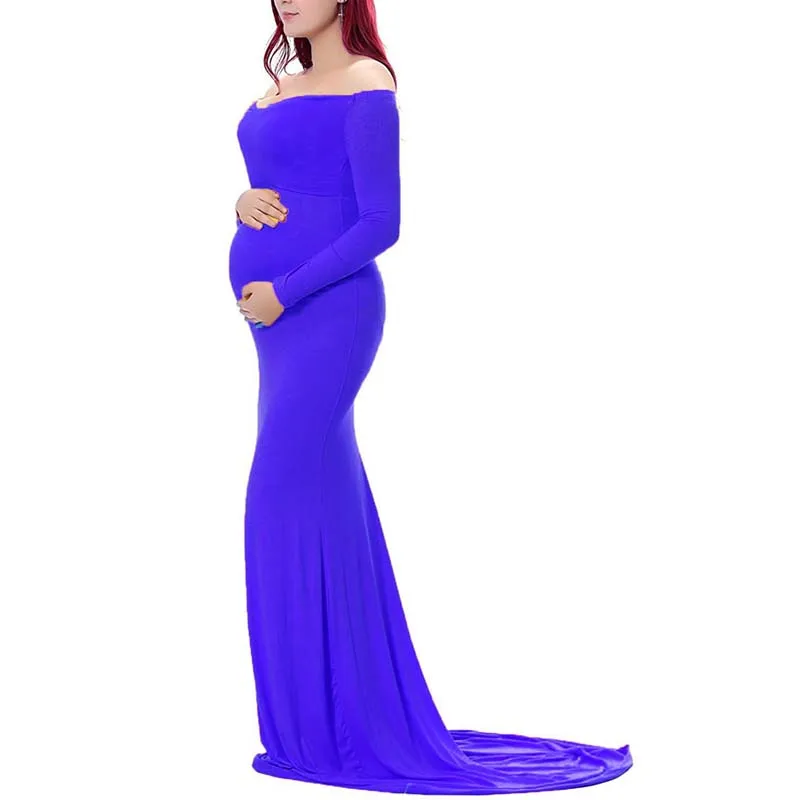 Платье для беременных платье Свадебные платья русалки с открытыми плечами круглый вырез реквизит для фотосъемки длинное платье макси для б... от AliExpress WW