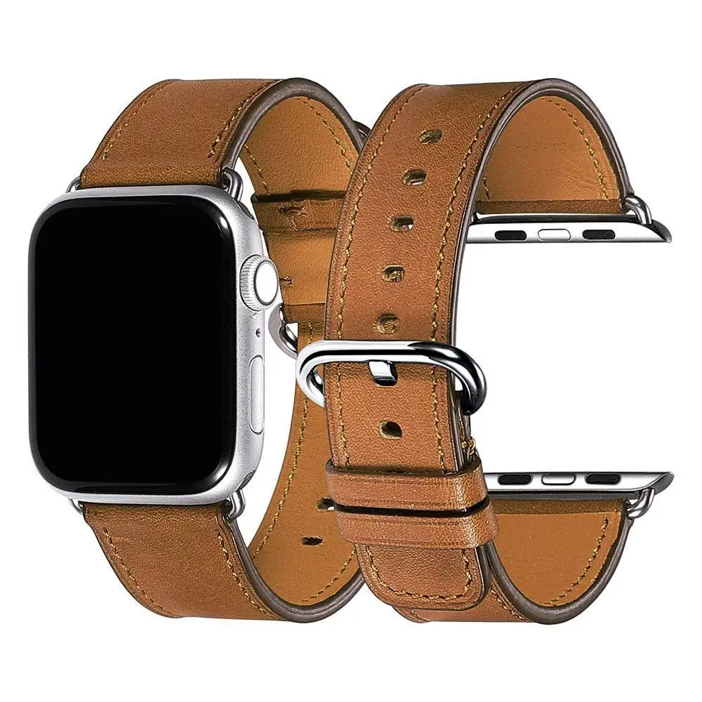 Ремешок для Apple Watch 38 мм 40 мм 42 мм 44 мм, высококачественные Ремешки для наручных часов iWatch серии 4/3/2/1 - Цвет ремешка: brown with brown