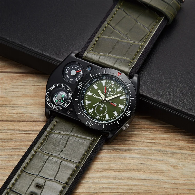 Oulm Ретро Уникальные спортивные часы для мужчин с большим циферблатом кварцевые