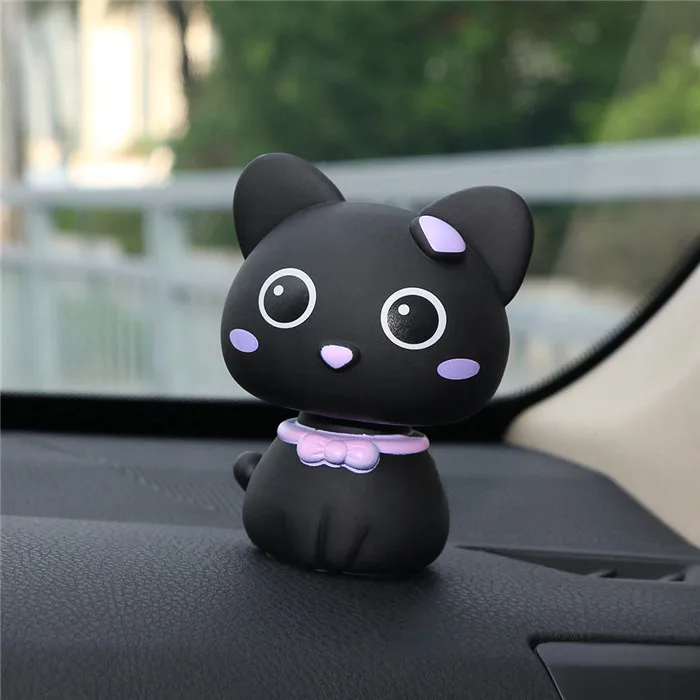 Black Автомобильные украшения милые ПВХ качающиеся головой фигурки кошек куклы каваи украшения автомобилей интерьера приборной панели кивая игрушки аксессуары - Название цвета: Black