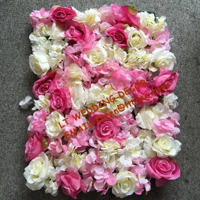 

hot pink+white+pink artificial rose and hydrangea flower wall for wedding backdrop or lawn/pillar road lead decoration