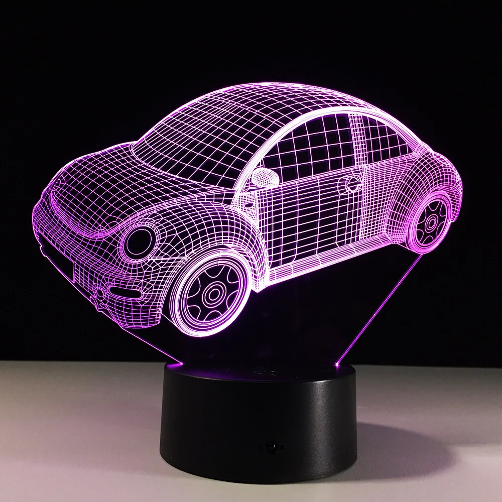 7 цветов визуальная лампа для моделирования автомобиля 3D светодиодный ночник