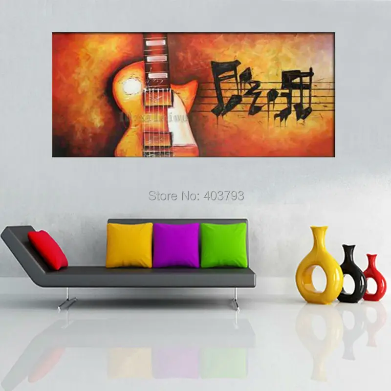 Unframed Large Hand Painted Still Life Music Guitar Oil Painting Abstract Wall Art Picture For Home Decor Wall Gift