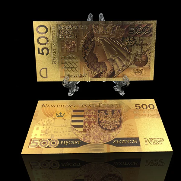 500PLN1994colored 1 шт. польский Zloty Currency Разработанный Золотой банкнот 200 PLN в пластиковом материале для банка подарочные сувениры - Цвет: 500PLN1994colored