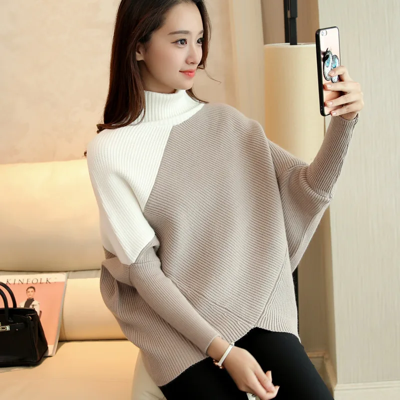 

2016 Korean students fall a new dress BianFuShan turtleneck sweater female backing coat loose thickening
