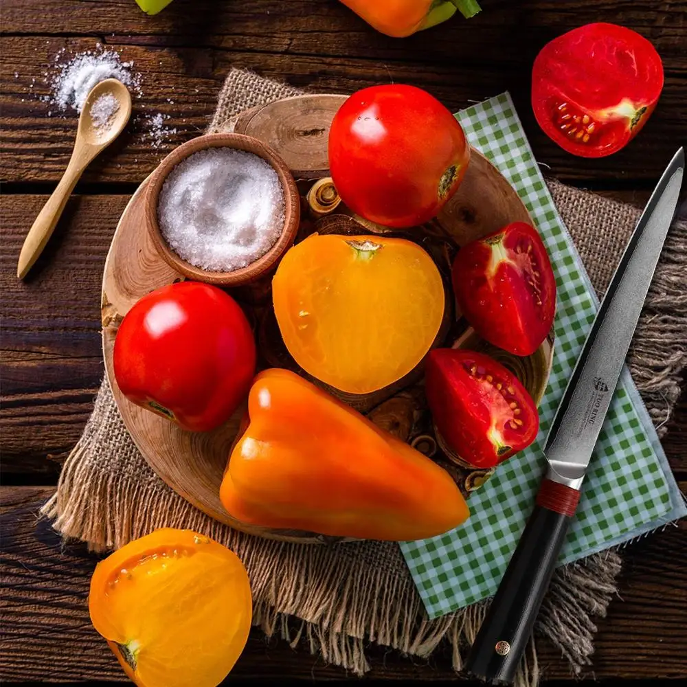 TUO Cutlery Utility Knife - Japanese AUS-10 Damascus Steel Kitchen Non-slip Ergonomic G10 Handle Dishwasher Proof 6'' | Дом и сад