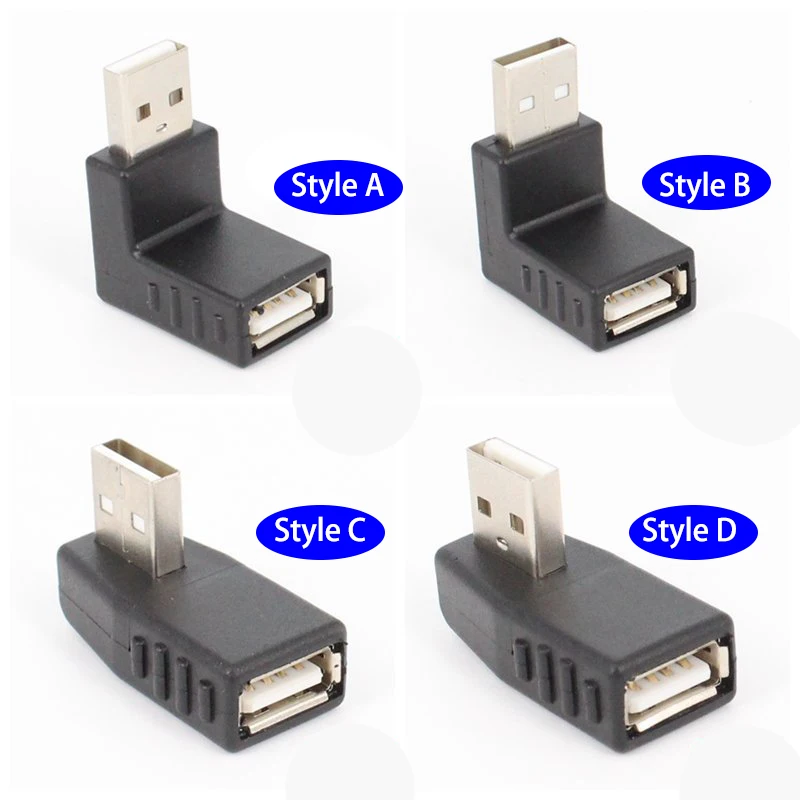 Переходник с углом влево и вправо под 90 градусов USB 2 0 A папа-Мама разъем AM/AF для
