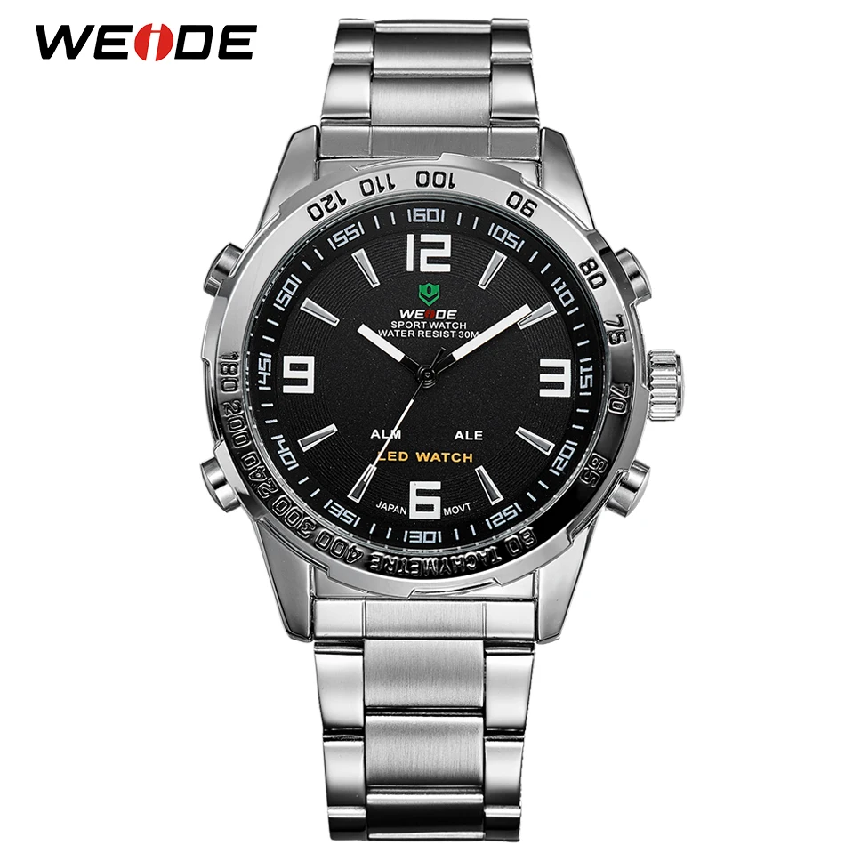 WEIDE спортивный Аналоговый светодиодный дисплей мужские часы 30 м