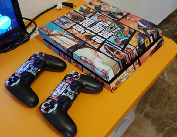 GTA V для Playstation 4 консоль виниловая наклейка чехол Sony PS4 игры с 2 контроллером|gta-v| |