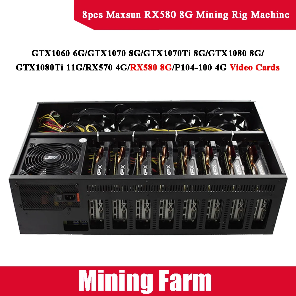 Добыча буровой станок 8 шт. MAXSUN RX580 г Графика карты 256bit GDDR5 AMD 7000 мГц 1340 PCI Express 3X16