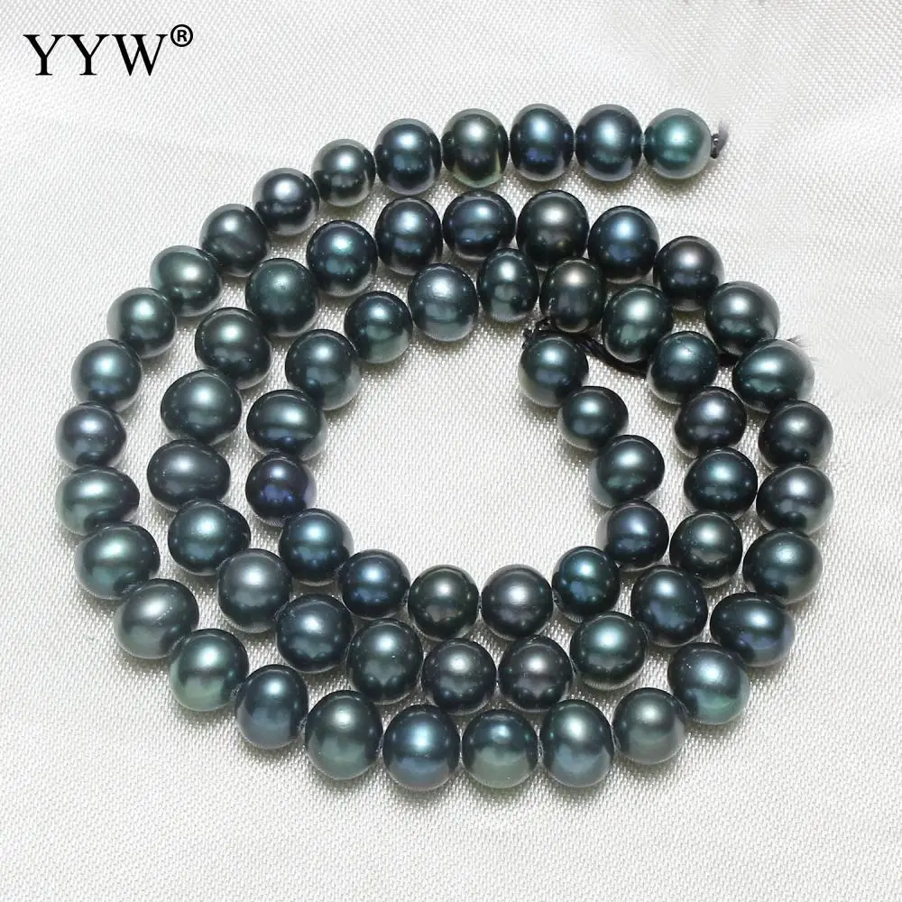 

6-7mm Black Cultured Potato Freshwater Pearl Beads Punch Loose Beads 16" For DIY Women Elegant Necklace Bracelet Jewelry Making