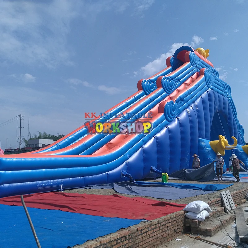Goedkoop Multi-Channel Lange Air Grote Opblaasbare Natte Glijbaan, Mobiele Park Combo Opblaasbare Glijbaan Amusement Rust