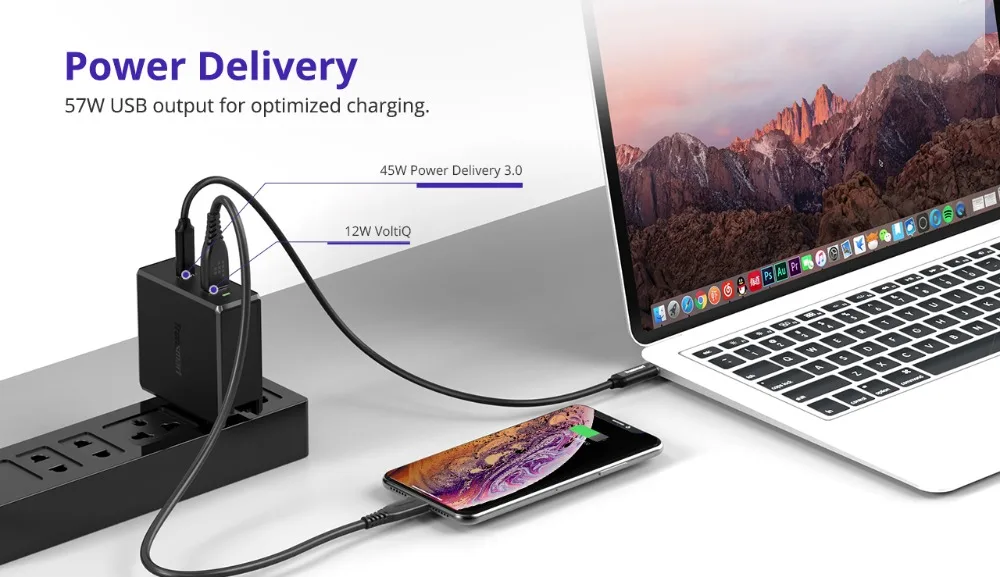 Tronsmart WCP03 USB-C зарядное устройство Быстрая зарядка быстрое зарядное устройство 57 Вт PD зарядное устройство Быстрая зарядка для iphone, xiaomi, samsung, huawei