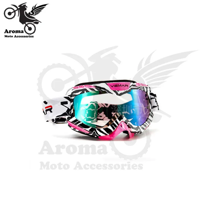 Розовый Красочные прозрачные линзы moto rbike защита глаз Универсальный moto dirt pit bike внедорожные гоночные moto rcycle очки moto cross goggle - Цвет: Розовый