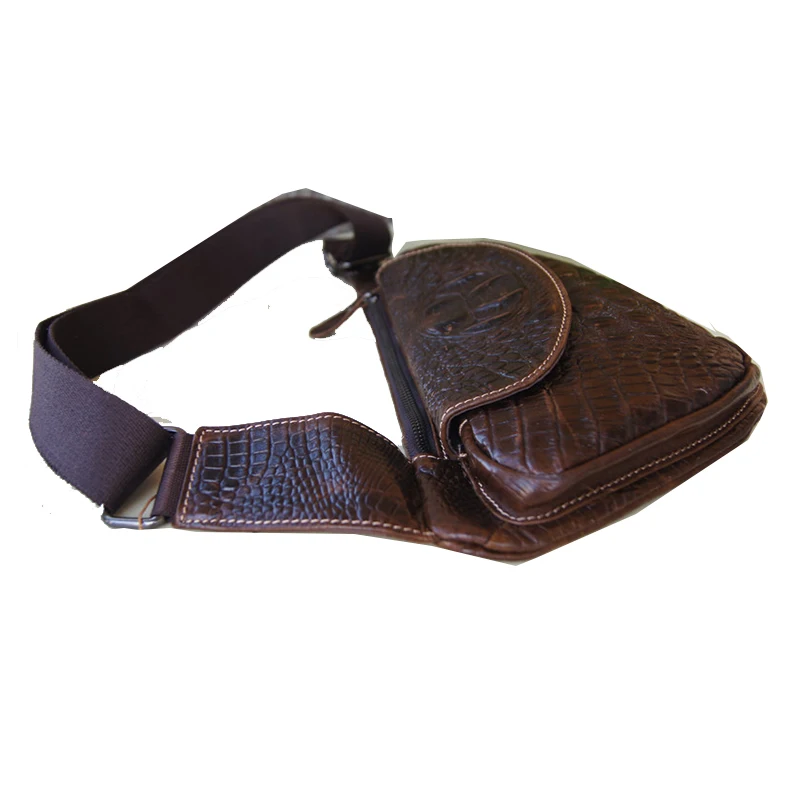 Модные мужские нагрудные сумки из натуральной кожи с крокодиловым узором сумка