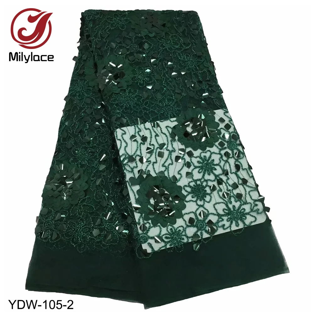 

Milylace 2019 royal blue African lace fabric 5 yards shinyed sequined mesh net lace with appliques for party dresses YDW-105