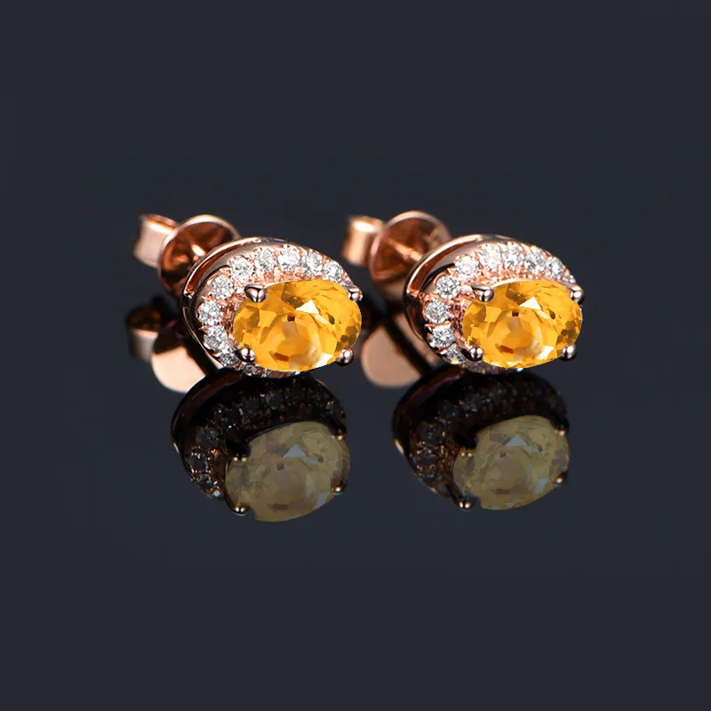 AINUOSHI, натуральный цитрин, серьги-гвоздики, 4ct, овальная огранка, драгоценные камни, вечерние, для помолвки, для женщин, ювелирное изделие, розовое золото, Цвет 925, серебряные серьги-гвоздики