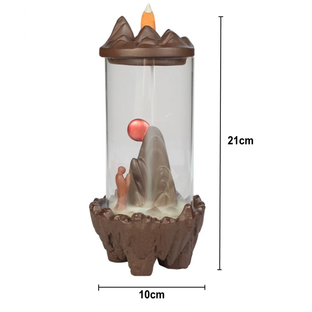 

Buddhist Ceramic Backflow Incense Holder Incense Burner Acrylic Windshield Cover for Home Desk Decor