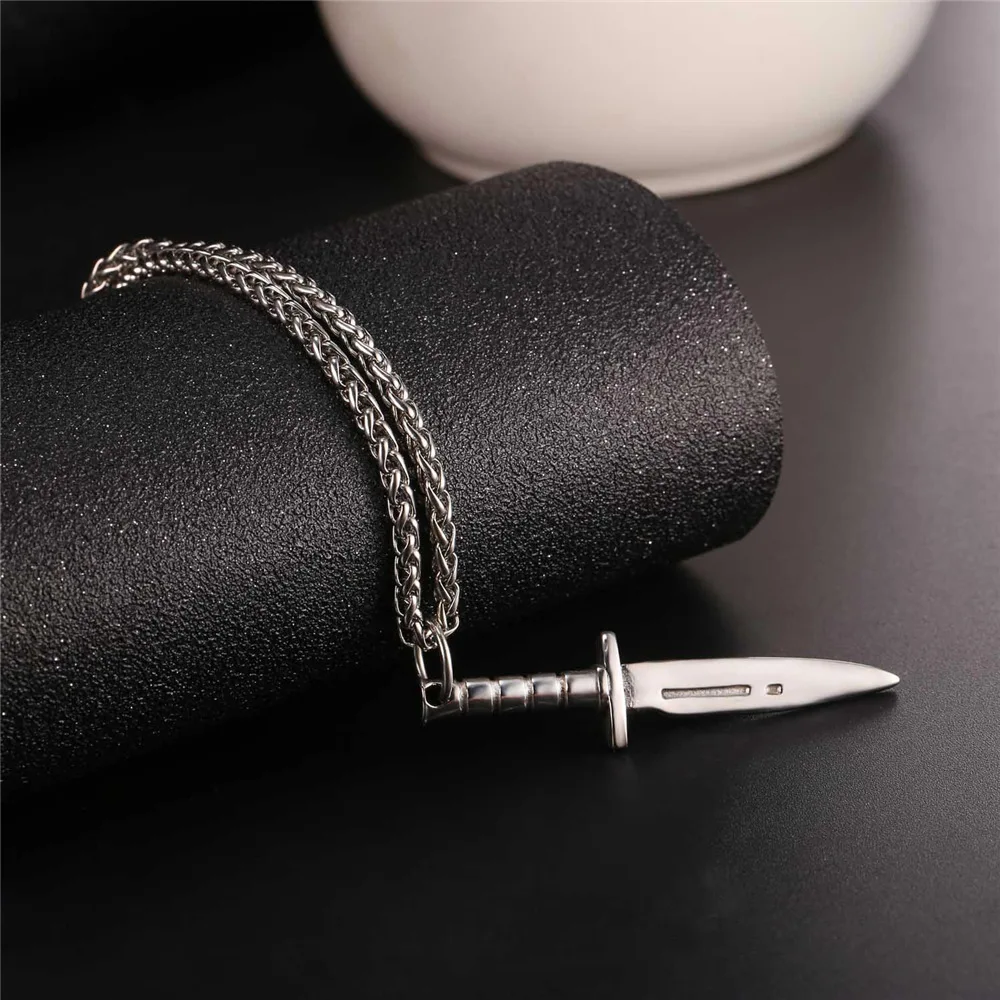 Золотой цвет/нержавеющая сталь нож кулон ожерелье для мужчин Оптовая