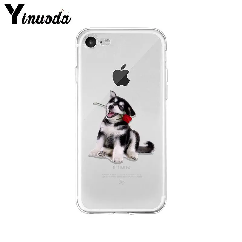 Yinuoda Мягкий чехол из ТПУ с животным волком Хаски собаками щенками для Apple iPhone 8 7 6 6S