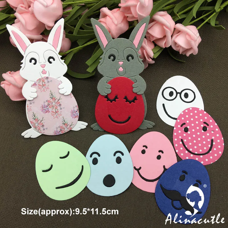 Металлические штампы для вырезания Alinacraft Пасхальная улыбка лицо яйцо Кролик