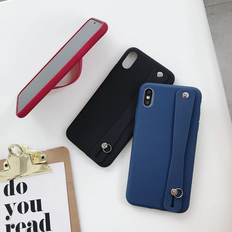Карамельный цвет ремешок держатель чехол для телефона для iPhone 11 Pro Max XR XS Max X 7 8 6S Plus Чехол Мягкий ТПУ полный корпус задняя крышка телефона