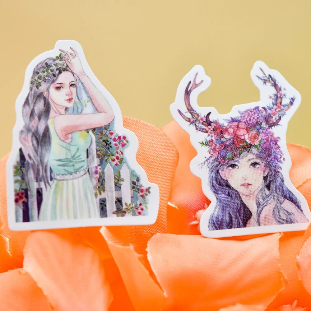 30 шт. Kawaii Молодежная Красивая маленькая наклейка для девочек, самодельный цветок, цветущая девушка s/бумага