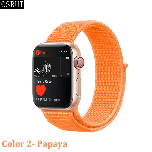 2- Papaya Спортивный ремешок-петля для apple watch 4, 5, 3, 44 мм, 40 мм, correa, 42 мм, 38 мм, iwatch, браслет, дышащий, apple, Аксессуары для часов - Цвет ремешка: 2- Papaya