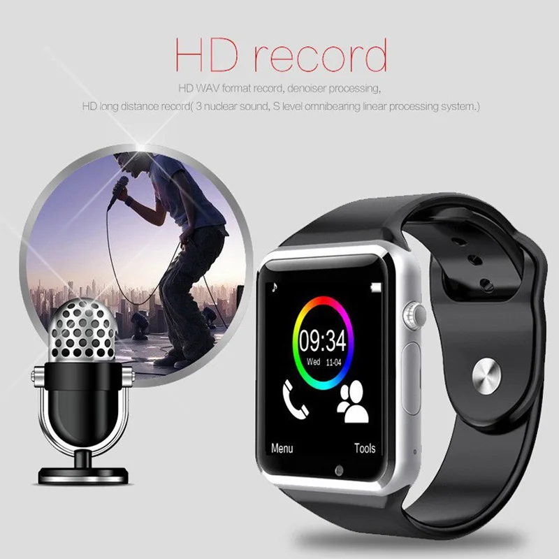 Bluetooth A1 Смарт часы и i7 Eaphone спортивные наручные Поддержка 2G SIM TF камера Reloj умные