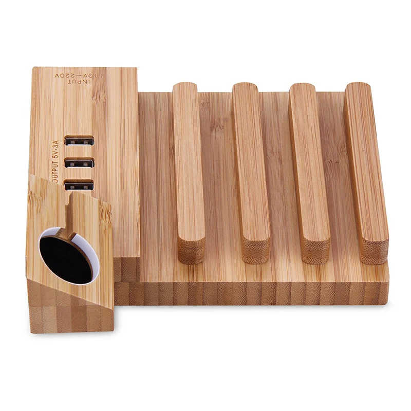 Дерево рабочего настольный держатель телефона станция зарядное устройство для