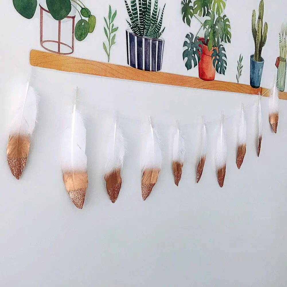 Блестящие перья в индийском стиле украшения для дня рождения баннеры гирлянда 12