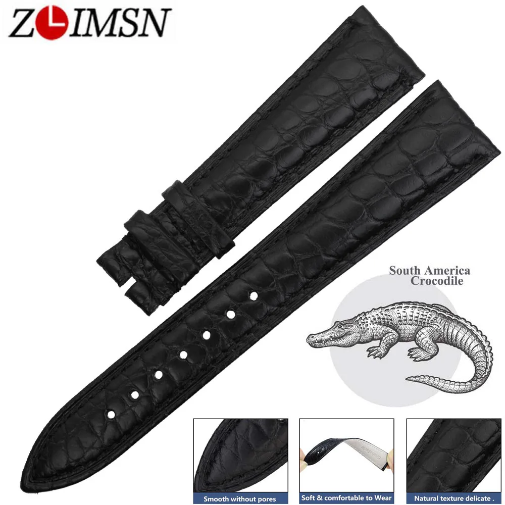 ZLIMSN Original Quality Genuine Crocodile Leather Watchband14-24mmStrap Bands Bracelets Watchbands  For OMEGA Longines