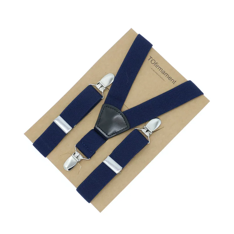 Fan shape leather solid kids clothes suspender adjustable 2.5cm width wedding high quality Y back kraft paper packed gift | Аксессуары