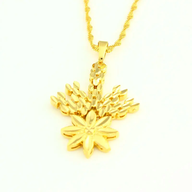 Новое поступление эфиопская подвеска с золотым цветком и ожерелье 24 К золотой