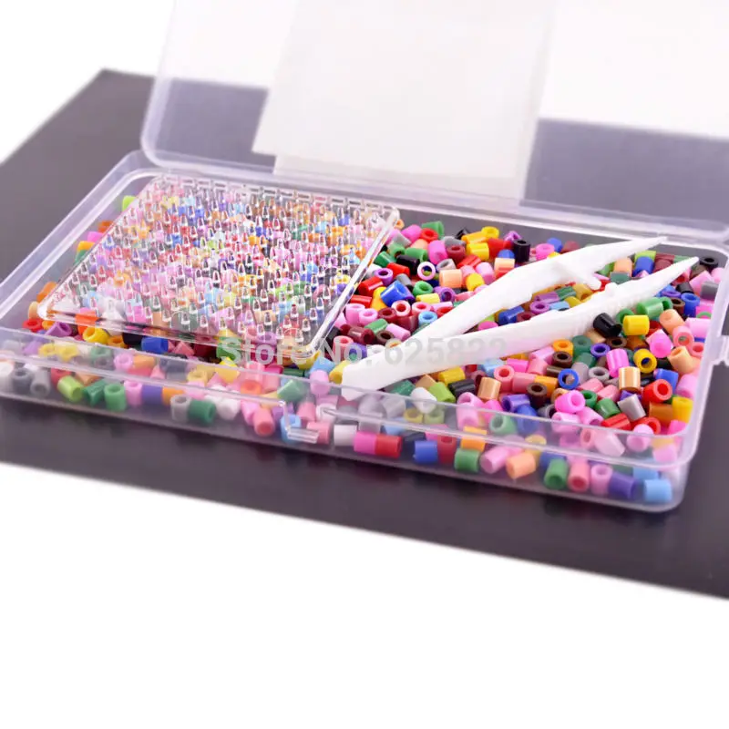 5 мм Perler бисер Artkal Fuse DIY Educational Craft (1000 Бусин + Пинцет квадратная пегборд Железная
