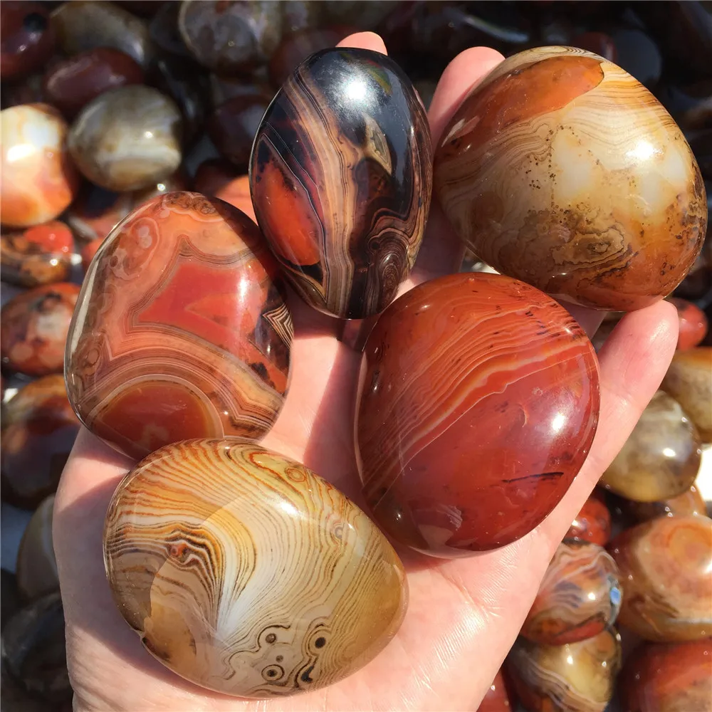 Polished Natrual Sardonyx Stone Agate Palm Raw Gemstone Colorful Tumbled Crystal Healing Energy Mineral | Дом и сад
