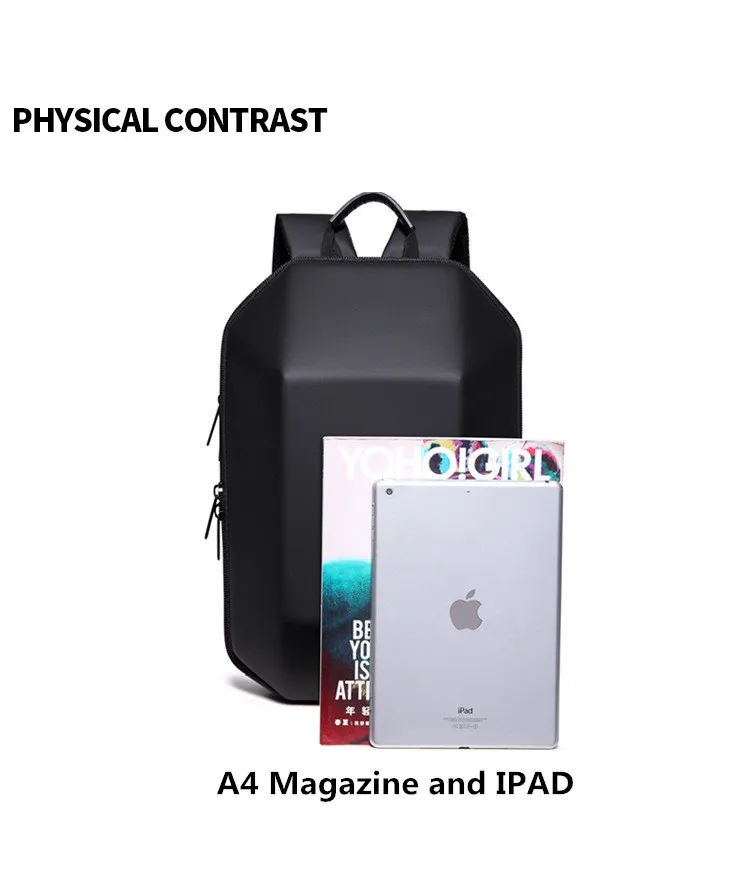 Brand Men Hard Shell Backpack Anti Theft Travel Creative Alien Casual Laptop Waterproof Back Pack Teenage School Bags Boy OZUKO