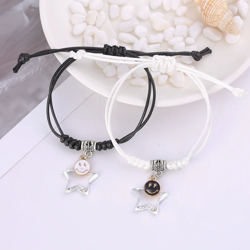 2 шт./компл. браслеты с подвесками в виде смайликов ювелирные изделия для