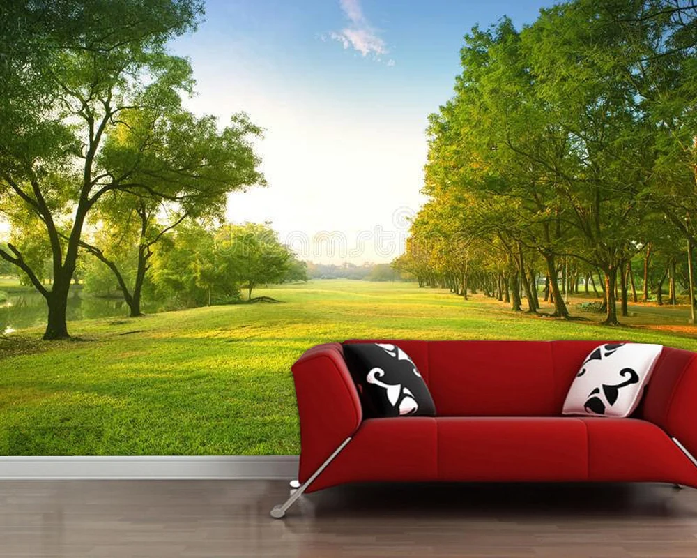 

Morning light green grass field 3d wallpaper papel de parede,living room sofa TV wall bedroom wall papers home decor cafe mural