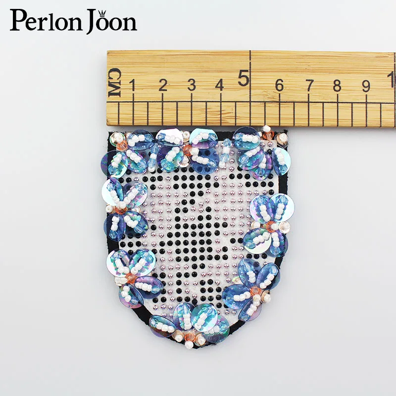 1pcs Handmade crystal beaded Patches Brooch Epaulette DIY sew on clothing decoration rhinestone sequins applique shoes SG009 | Дом и сад
