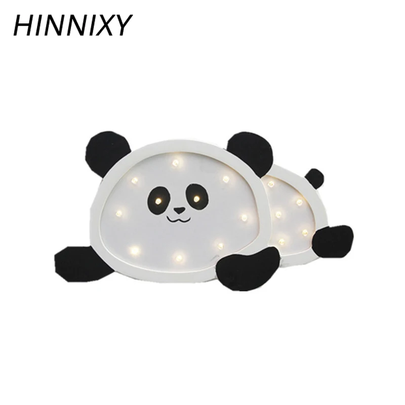Hinnixy панда Светодиодные ночные лампы Деревянный милый мультфильм настенный