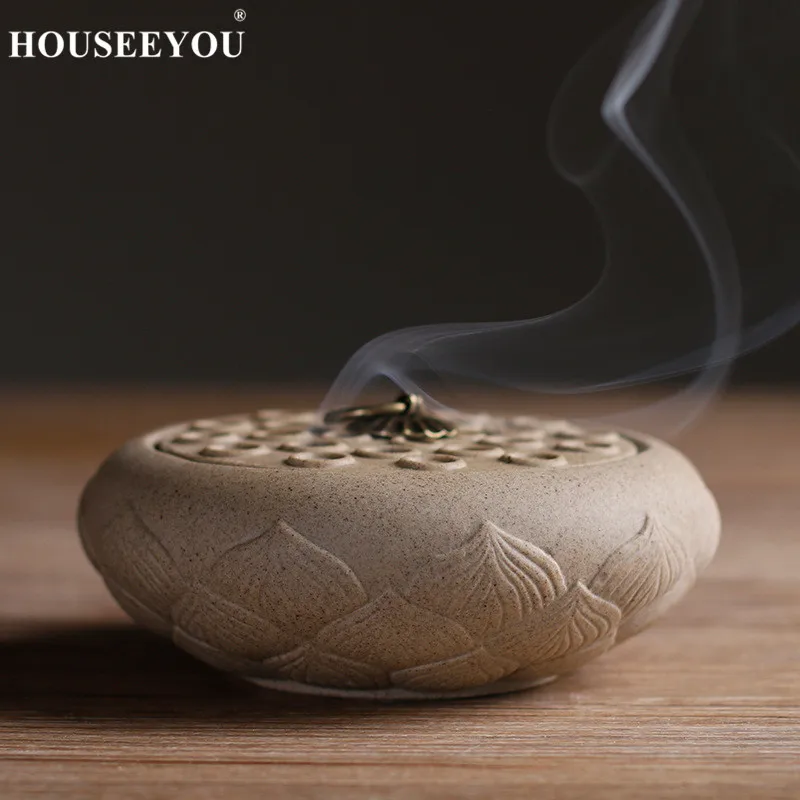 HOUSEEYOU, антикварная фиолетовая глина, сандаловое дерево, курильница, медное кольцо, сандаловое дерево, печь для гостиной, чайная комната, удаление запаха, украшение