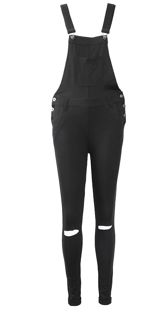 Новинка женский джинсовый комбинезон мешковатый узкие черные брюки с дырками