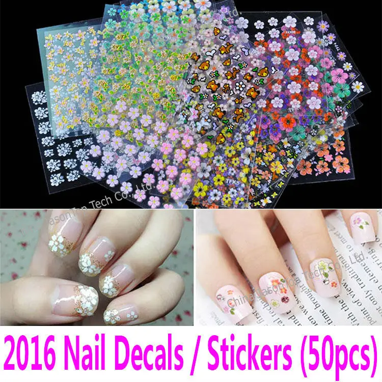 Наклейки для ногтей 50 различных листов 3D наклейки инструменты нейл-арта