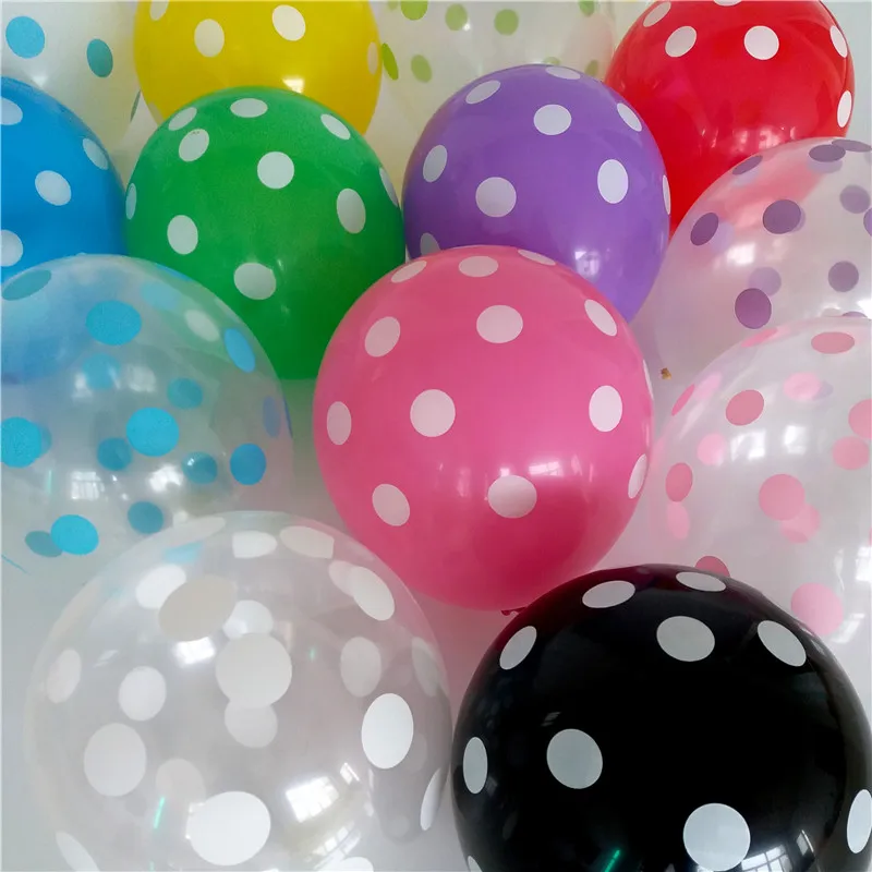 

50pcs 12inch Latex Transparent Balloons Polka Dot Colored Wedding Birthday Party Balloons Decoration Globos Air Balls Baloons