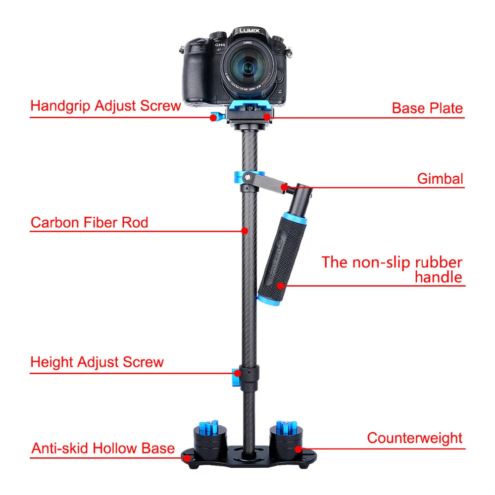 DHL 60 см Профессиональный Ручной Стабилизатор из углеродного волокна Steadicam для