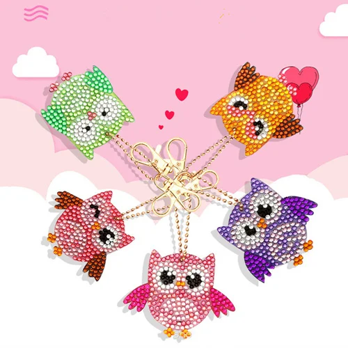DIY 5D алмазная вышивка серия с персонажами из мультфильмов о животных брелок Полный алмазная живопись брелки Вышивка крестом женская сумка брелок - Цвет: Белый